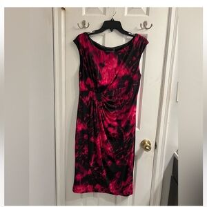 Evan Picone Elegant Red Ruched Front Dress Sz 14